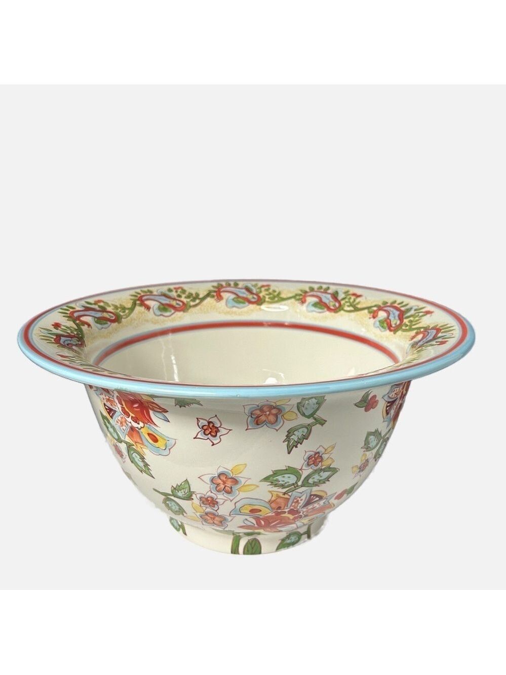 Pottery Barn Sausalito Paisley Serving Bowl Huge 14” Round 7” High Ceramic
